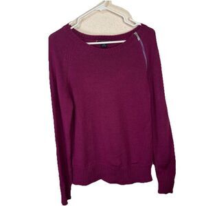 Ariat Womens Merino Wool Blend Purple Pullover Sweater Casual Zipper Detail Sz M